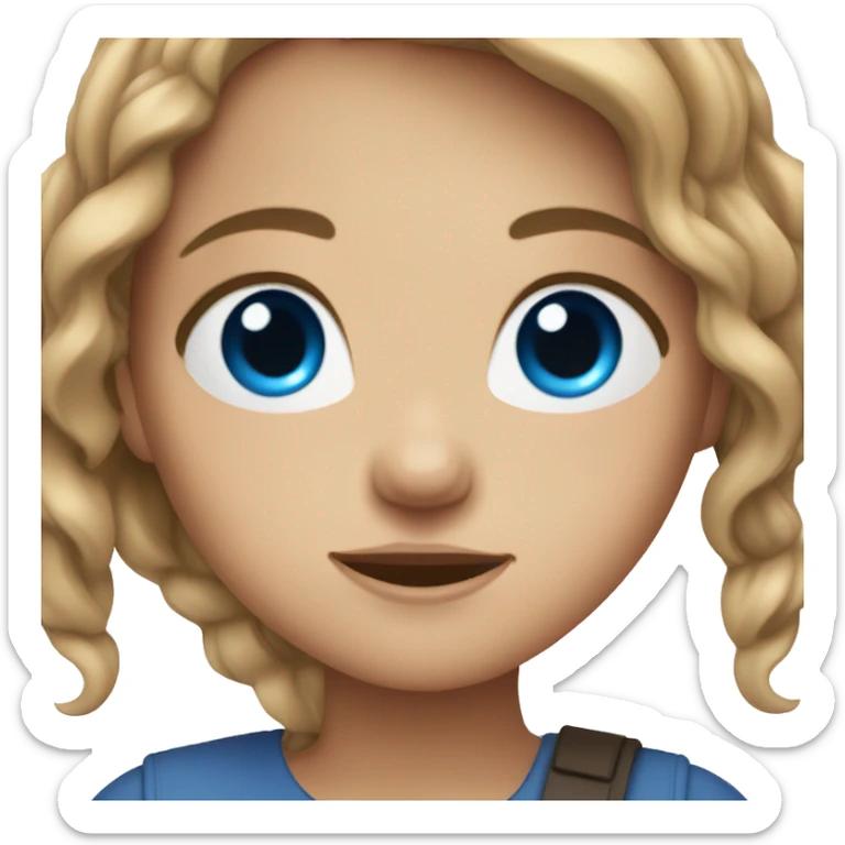 Girl with brown beige hair and blue eyes on laptop sticker