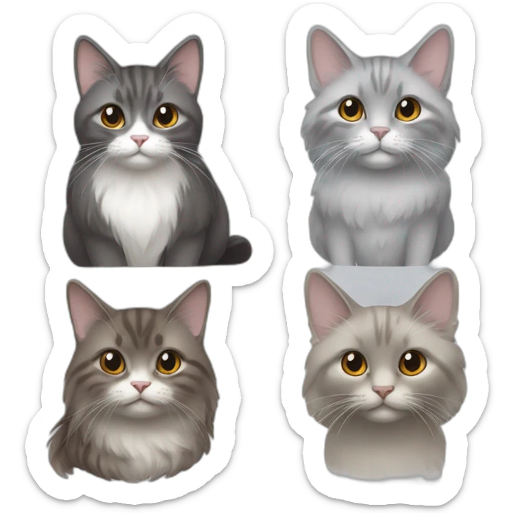 2 cats, one Chinchilla full brown long hair and one gray short hair sticker