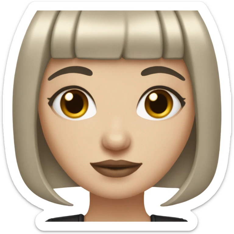 White girl with black hair, curtain bangs, short hair and septum piercing sticker