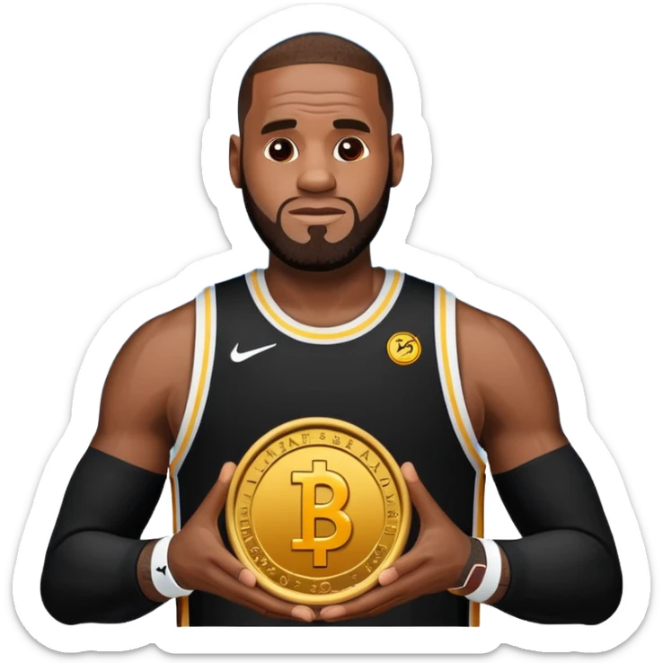 lebron james coin emoji  and text on the emoji niggas in the sky sticker