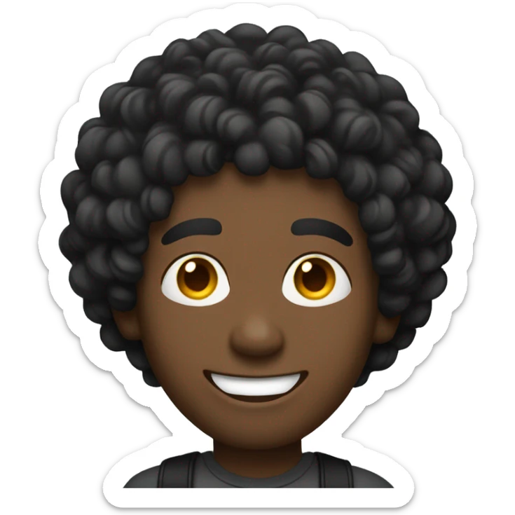 Black curl hair guy listening to music and smiling sticker