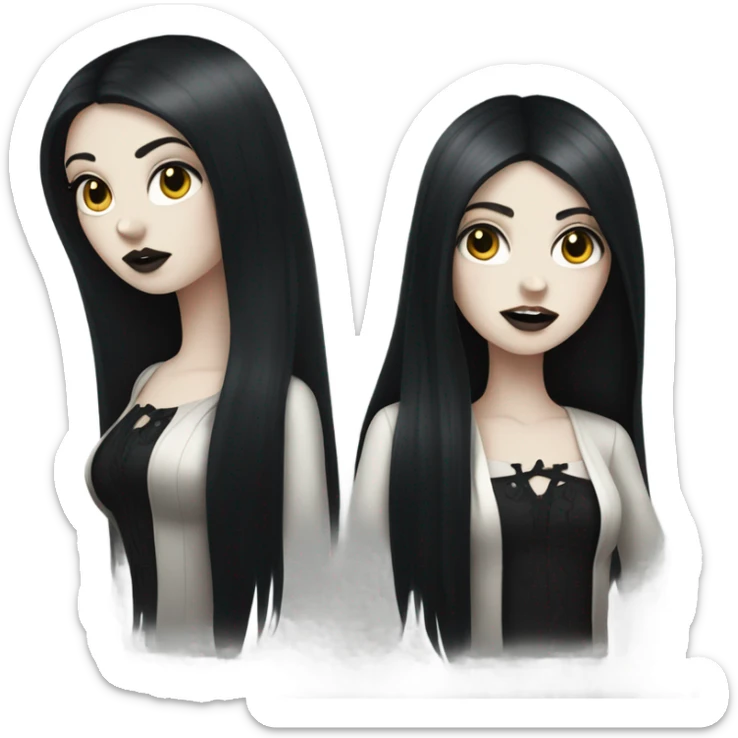 Gothic girl with white skin and long black hair  sticker