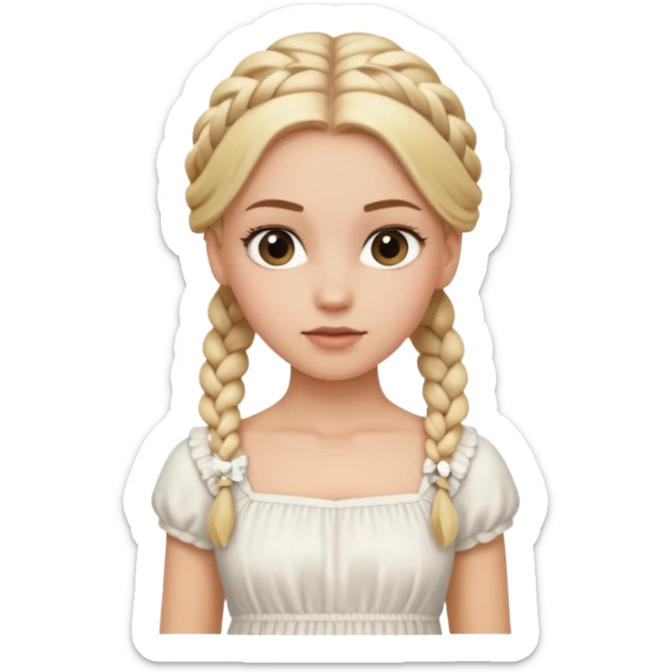 white girl 10 blonde braids full braided hair  sticker
