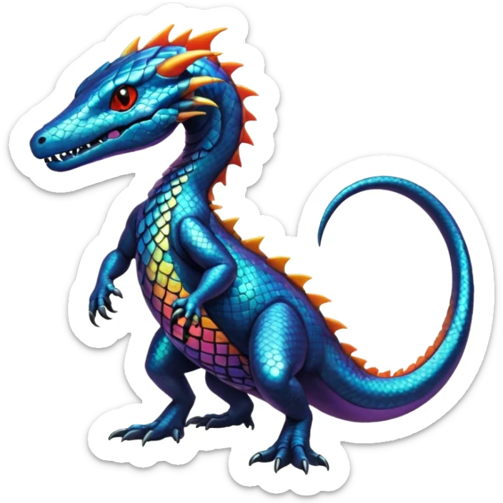 Shiny Iridescent Helioptile-Salandit-Fakémon-hybrid-creature (full body)  sticker