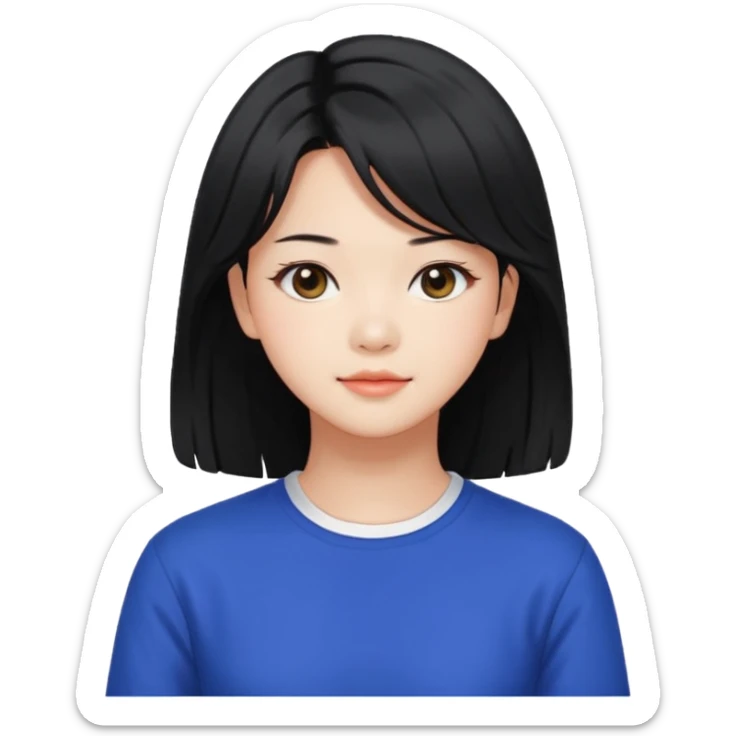 portrait emoji of Jeongyeon from TWICE, long black hair, friendly expression sticker