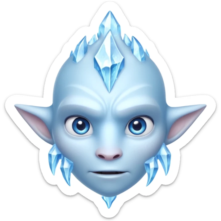 ice creature portrait, head and shoulders only, frozen crystal skin, glowing blue eyes, frost aura, sharp icy textures, fantasy winter vibe, 3D cartoon, mobile game icon style, clean background, no text, no watermark
 sticker