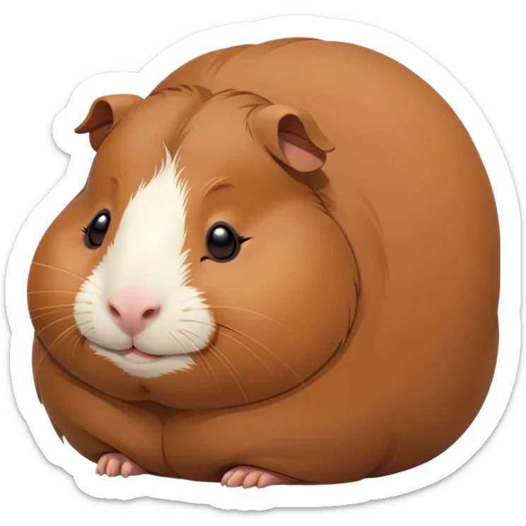 Meme-Worthy Cute Sleeping Brown Guinea Pig Portrait Emoji, Head resting peacefully with a contented smile, showcasing a delightfully chubby build and a luxuriously soft brown coat, eyes shut in a serene, cozy nap, Simplified yet hilariously adorable features, highly detailed, glowing with a soft, drowsy light, high shine, relaxed and utterly lovable, stylized with an air of playful laziness, bright and heartwarming, soft glowing outline, capturing the essence of a comically sleepy guinea pig, so meme-worthy it feels like it could instantly become the next viral sensation of adorable slumber! sticker