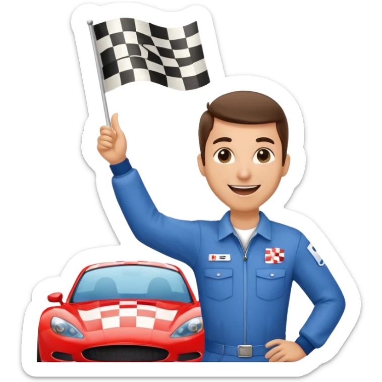 SONO UN DIRETTORE DI GARA AUTO E SBANDIERO CON LA BANDIERA A SCACCHI PUOI GENERARE MENTRE SBANDIERO AUTO sticker