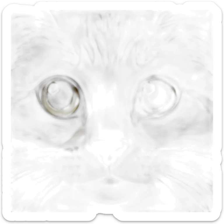 cat Tabby (Mainly black and brown) fluffy cat pink-nose light-green&yellow-eyes,-white-long-whiskers,-white-spots-near-the-nose,sharp chin.,long ears,sharp corners of the eyes sticker