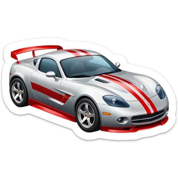 Draw a sleek sports car with shiny metallic paint & racing stripes. sticker