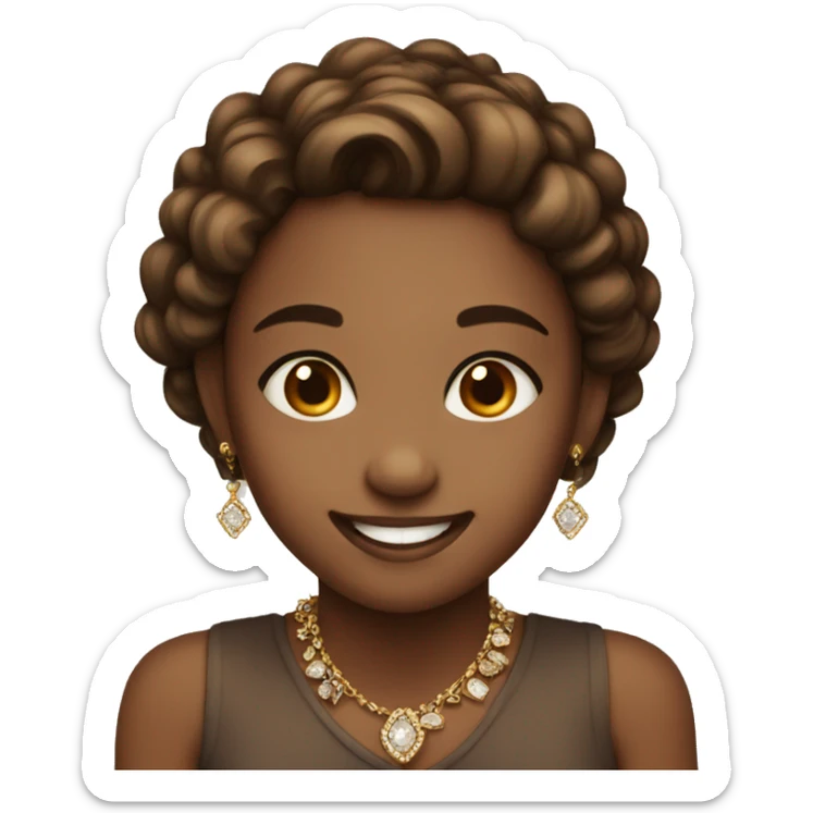 smiling girl in jewelry with brown eyes  sticker