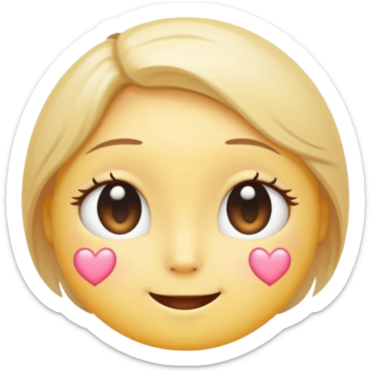 “Pastel round emoji with shy sparkling eyes, gentle blush, trembling smile, hidden heart, soft glow—expressing quiet love, vulnerability, and tender emotions sticker