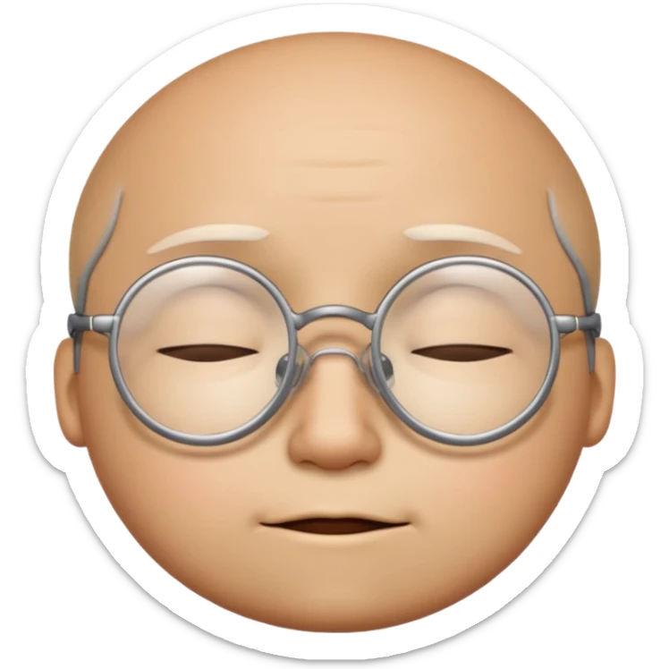 Faccina intelligente con occhiali da scuola tondi che dorme sticker