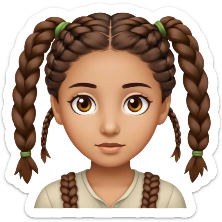 girl with brown eyes, olive complexion, brown hair in braids sticker