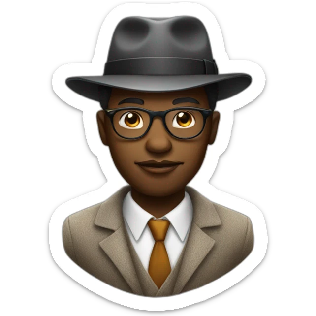 African America man wearing a fedora with glasses smoking a cigar sticker