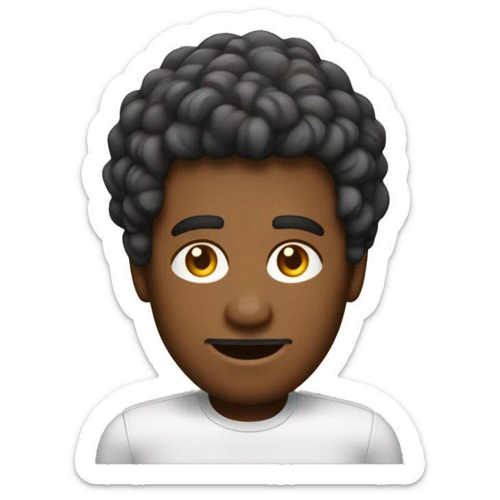 Um homem de cabelo castanho escuro curto, penteado de lado. Pele branca com sobrancelhas finas e olhos castanhos. Ele veste uma camisa vermelha do Flash com um círculo branco e um raio amarelo no centro. sticker