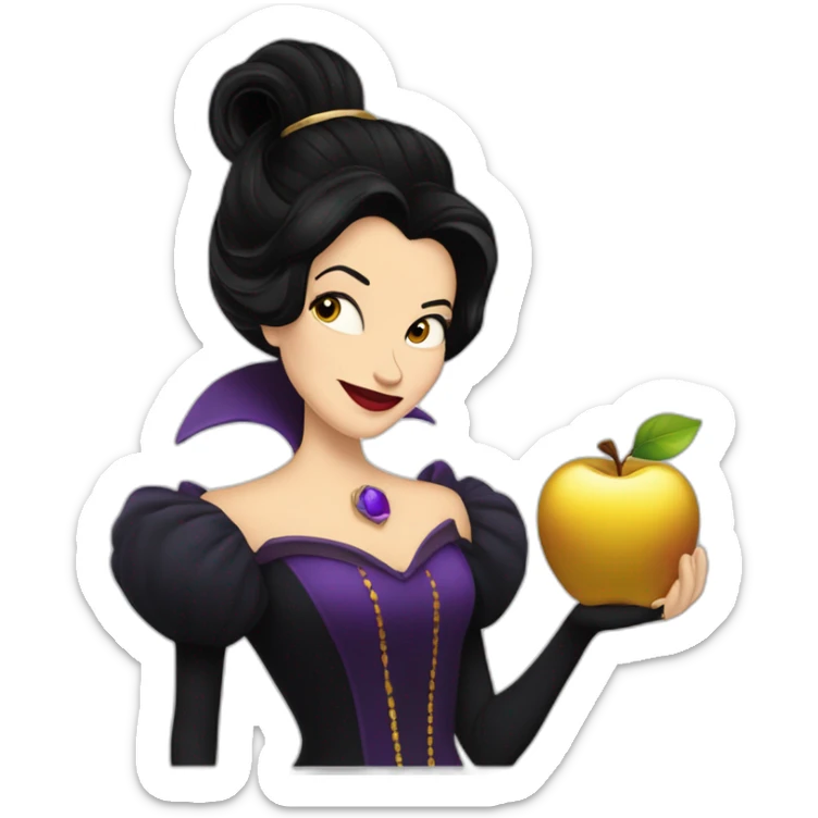 The Evil Queen Regina Mills from Once Upon A Time, holding a golden apple,smirking evily. sticker