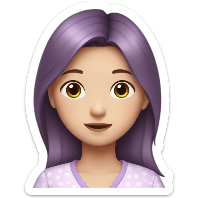 Korean girl with dark red hair and lilac pyjamas sticker