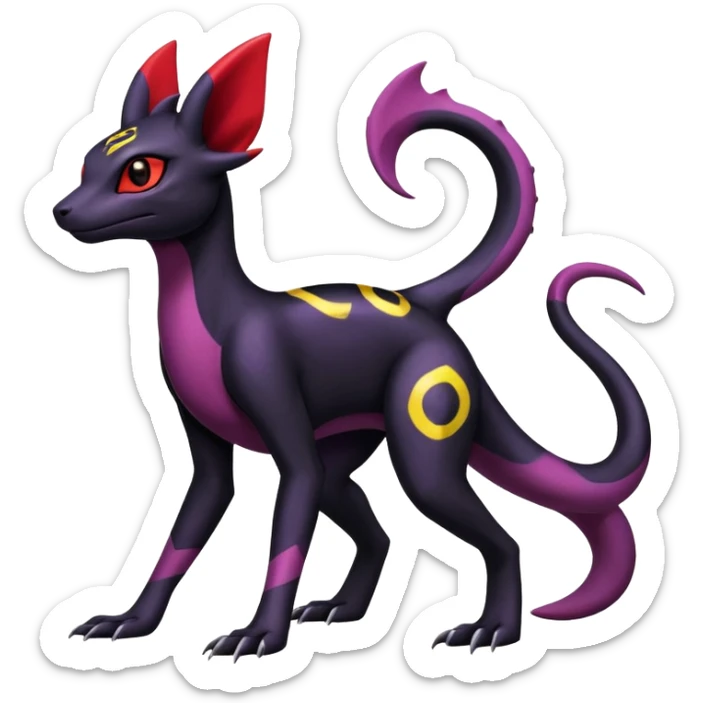 Salazzle-Salandit-Umbreon-Fakémon-hybrid-creature (full body) 4 legs sticker