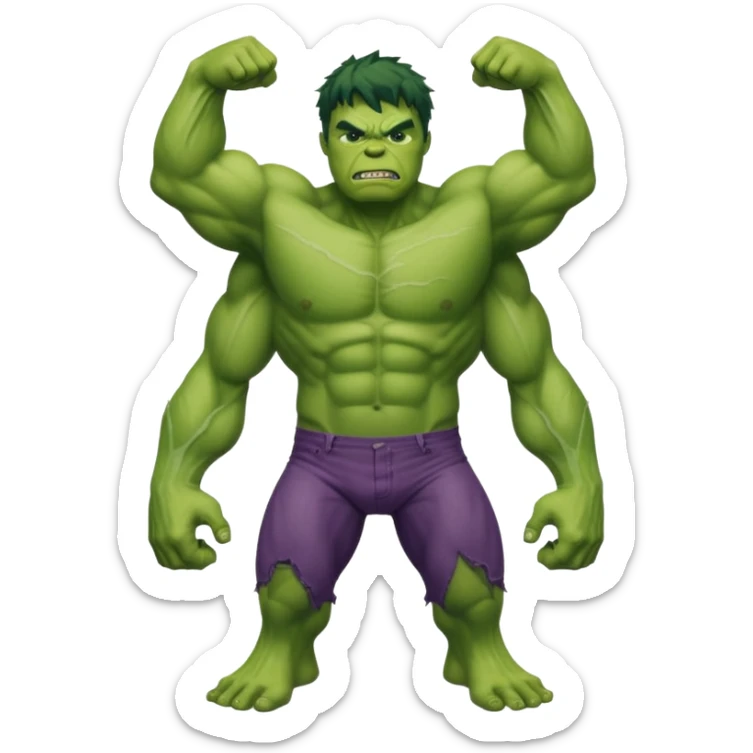 a person transforming into the Hulk, showing stages of transformation sticker