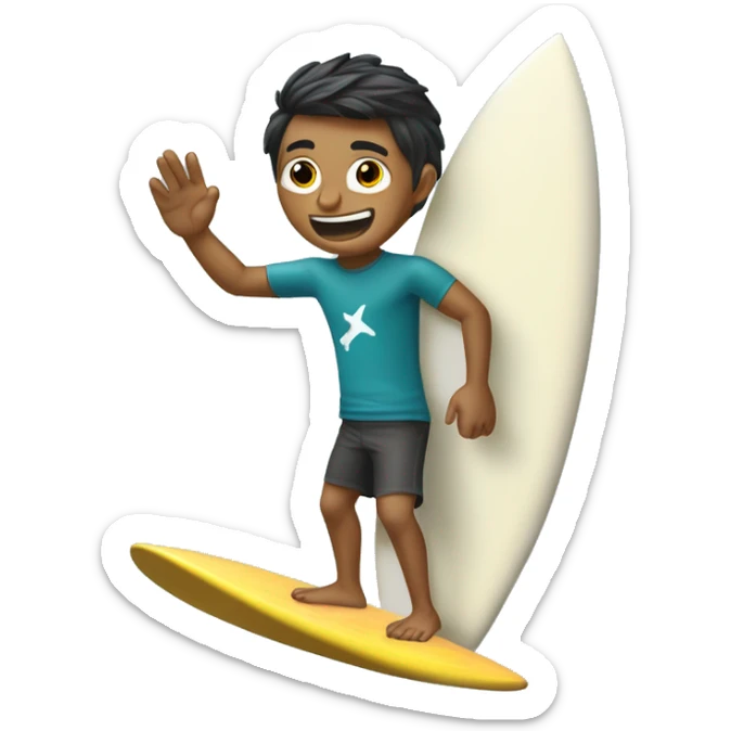 Surfista con discapacidad en un brazo montando una ola com una tabla de surf sticker