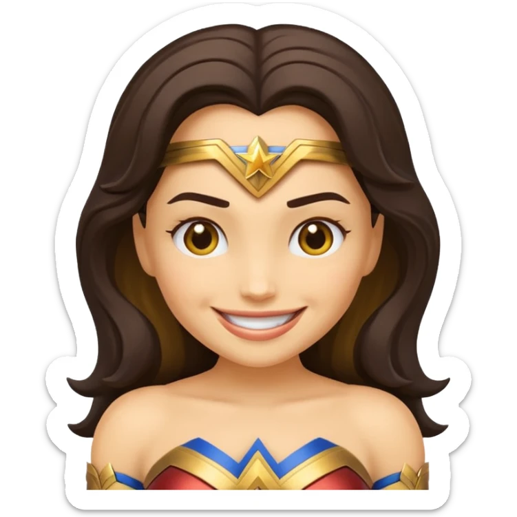 create a yellow emoji of wonder woman. style windows emoji sticker