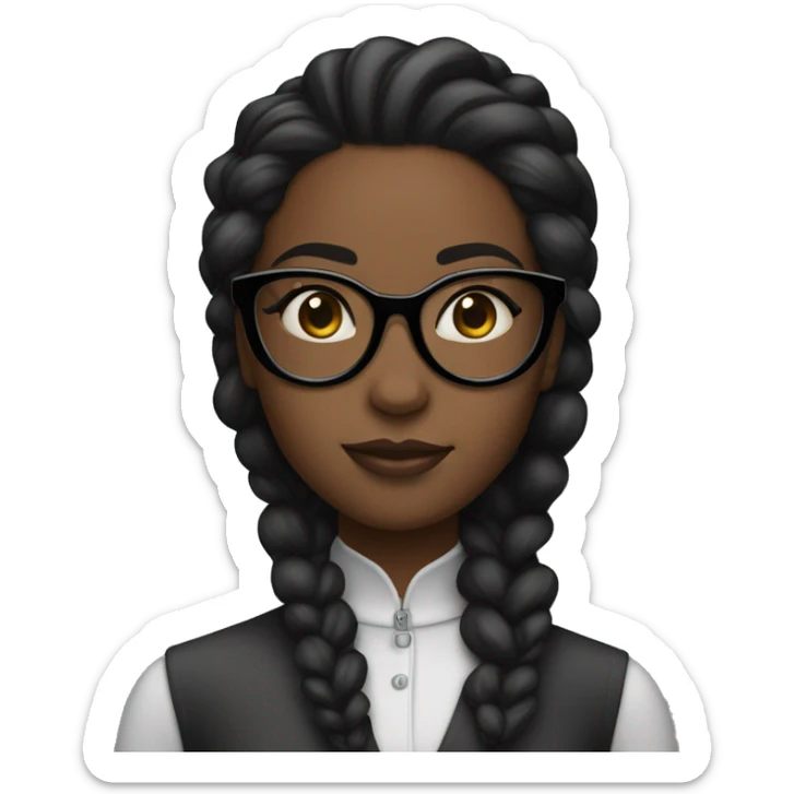 black girl with glasses with slicked back puff and a middle part having heart eyes sticker