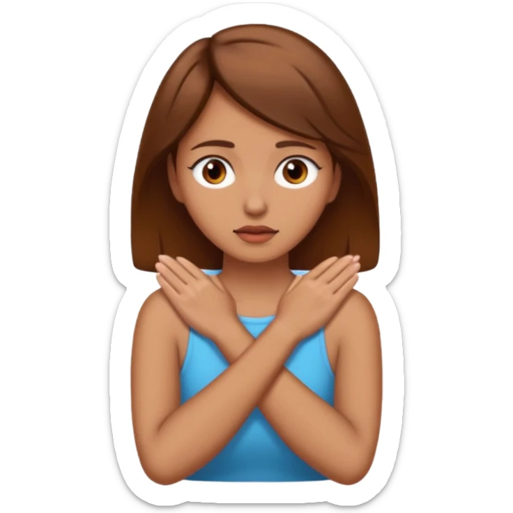 Woman with hands crossed over her neck with one eye twitching  sticker