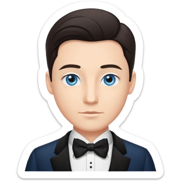 🤵🏼bu emojide sadece göz rengini mavi yap ve Smokinli olsun sticker