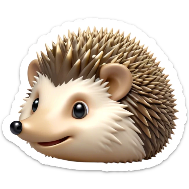 Cinematic Cheeky Hedgehog Portrait Emoji, Head tilted playfully with a mischievous squint and a tiny, cheeky grin, showcasing a compact, prickly body with soft quills and perky little ears, Simplified yet remarkably expressive features, highly detailed, glowing with a vibrant, playful glow, high shine, spirited and quirky, stylized with an air of whimsical woodland mischief, soft glowing outline, capturing the essence of a cheeky hedgehog that looks ready to roll out of the screen with playful attitude! sticker