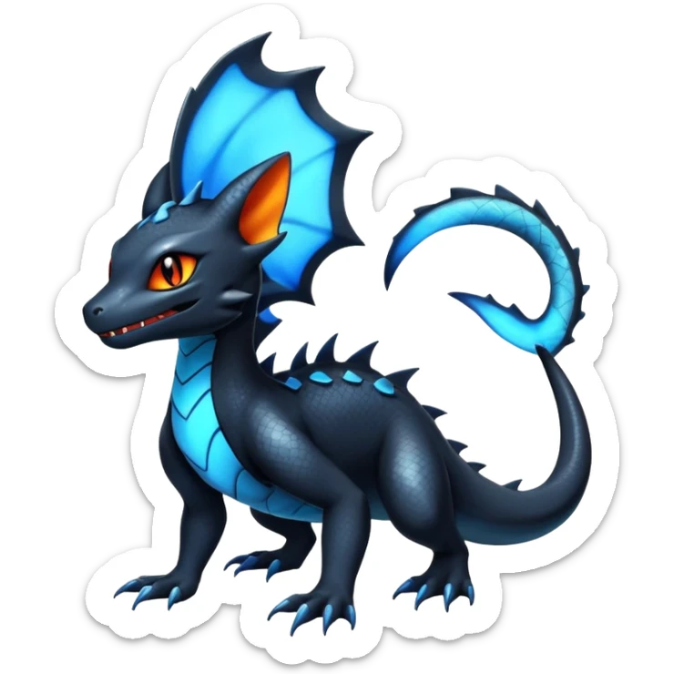 Shiny Salandit-Umbreon-Charmeleon-Fakémon-hybrid-creature (full body)  sticker