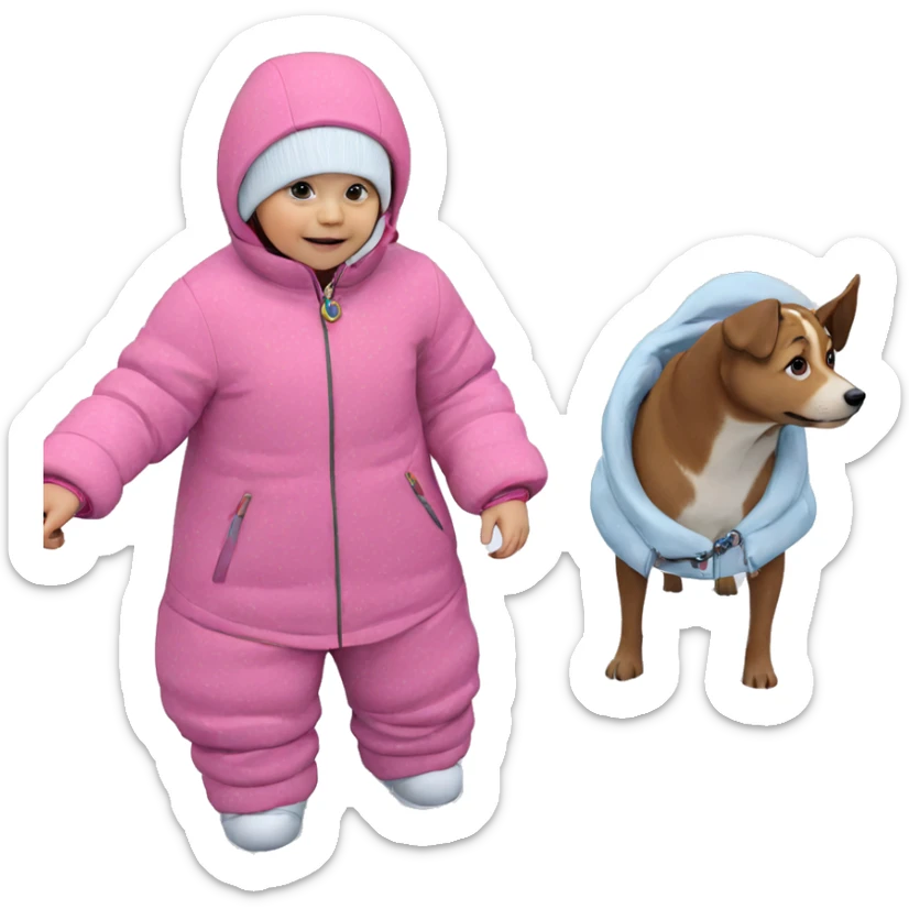 girl with dog in snow sticker