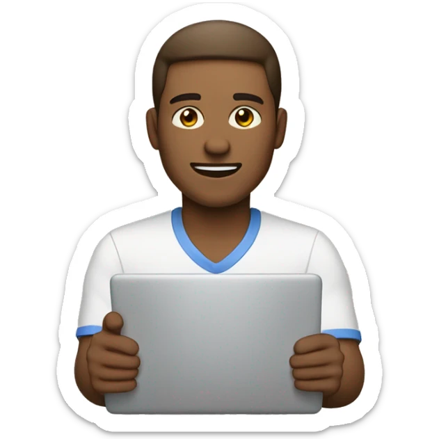 use the same image of the man working on laptop but lighten the skin tone to light brown sticker