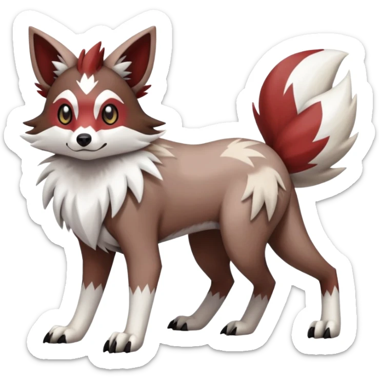 zigzagoon-Lycanroc-linoone-furret-Fakémon-hybrid-creature (full body)  sticker