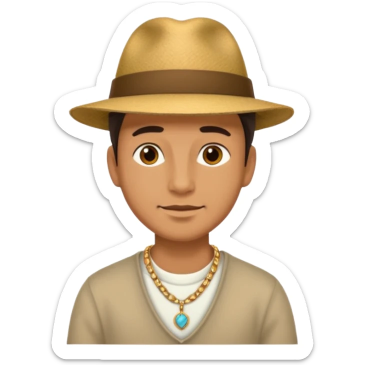 photo of a man's head wearing a hat and some neck accessories sticker