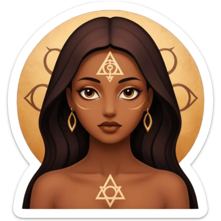 Dark oil traced over woman’s skin forming occult symbols, sensual devotion sticker