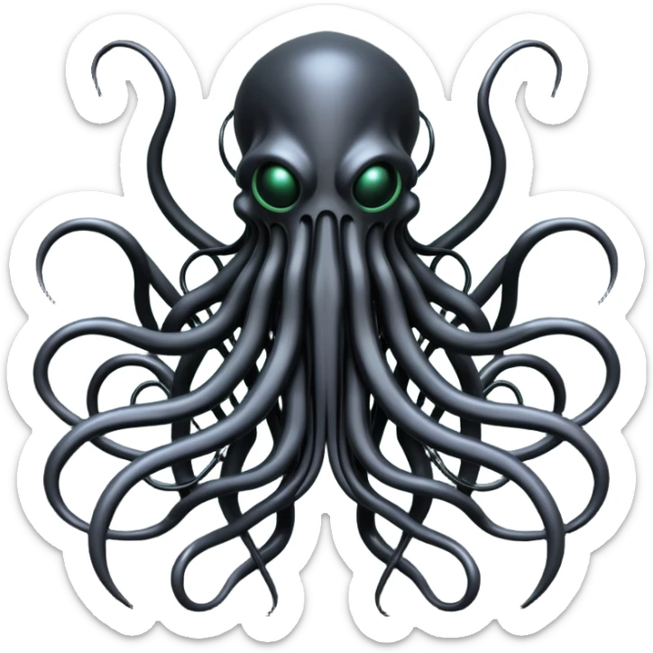 network of dark black wires and tubes forming a surreal Cthulhu creature, Giger-inspired sticker