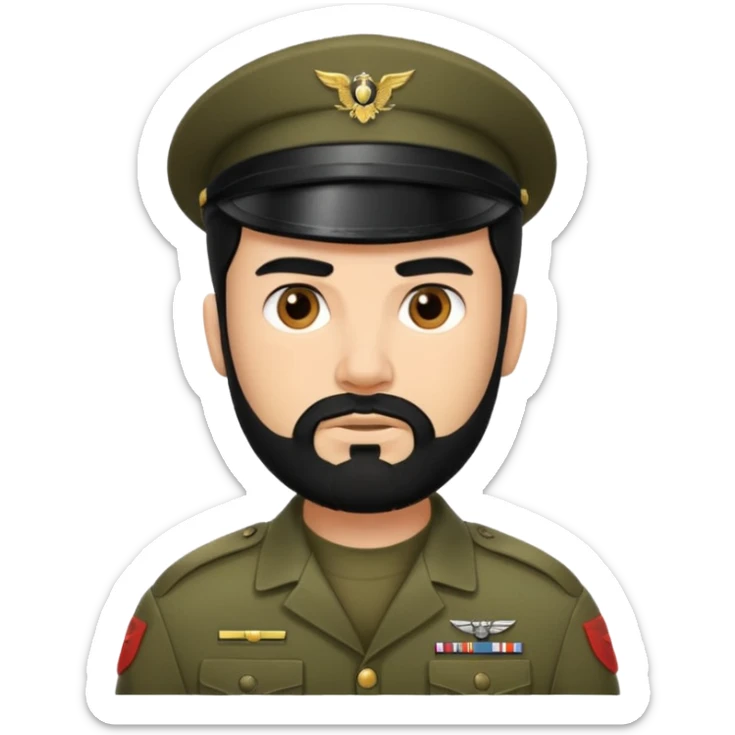 male soldier black hair and beard tyle sticker