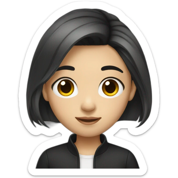 Chinese teen with middle part black and slightly curvy hairs sticker