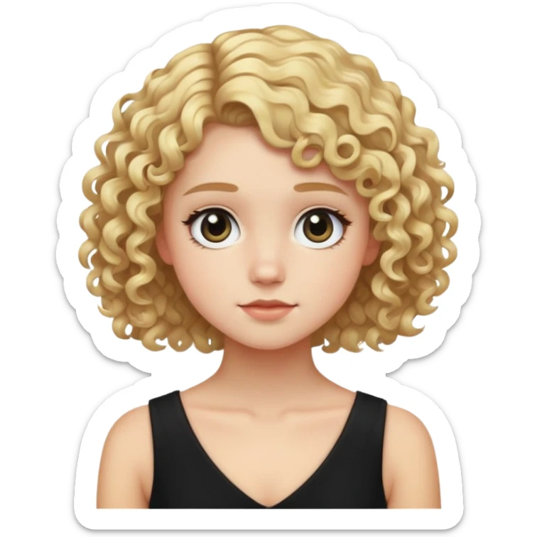 curly-short-hair-blond-teen black dress sticker