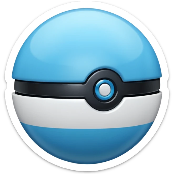 vibrant blue pokeball emoji with a black stripe and highlights sticker