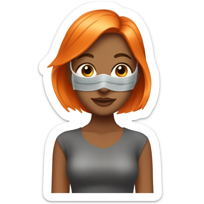 Tan girl with orange hair with face mask spa beauty full face relaxing sticker