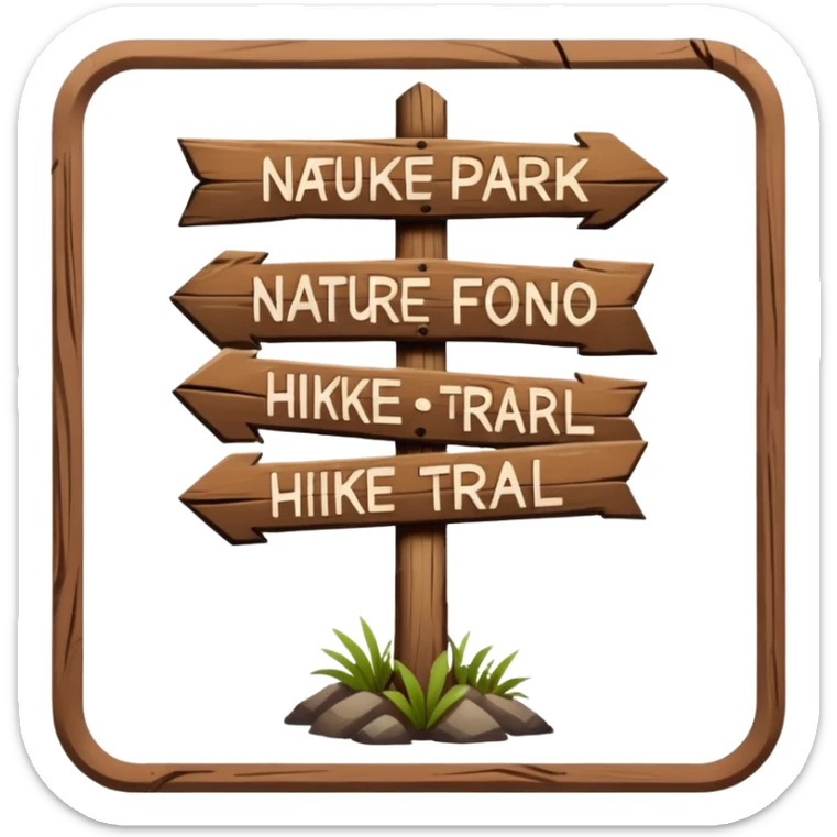 wooden nature park hike trail sign sticker