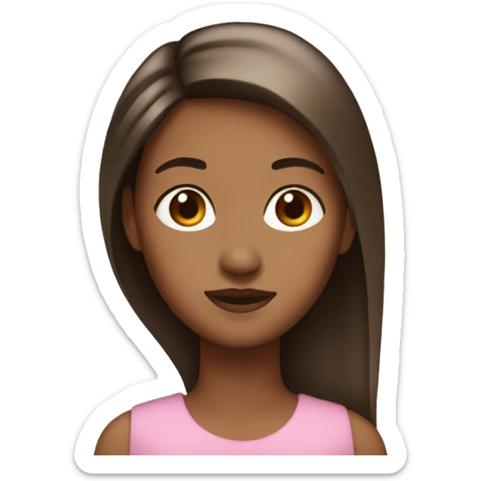 Create a girl with brown skin straight hair sticker
