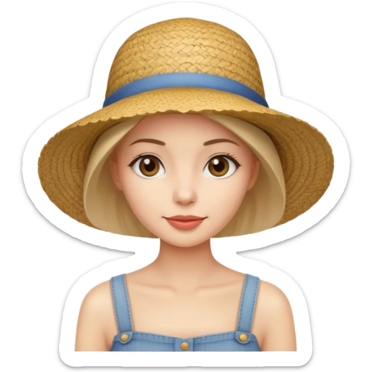 Beautiful woman with no hair wearing a trendy straw hat  sticker