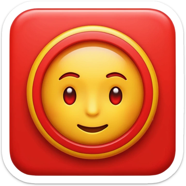 Urgent red alert emoji, glowing red, strong contrast, simple emoji design. sticker