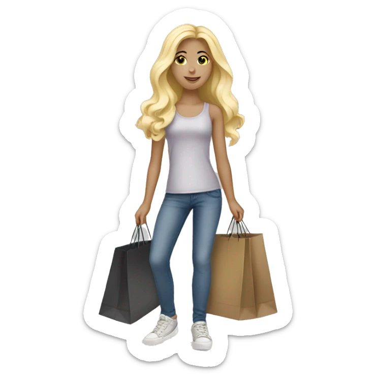 a white blonde teen girl going shopping  sticker