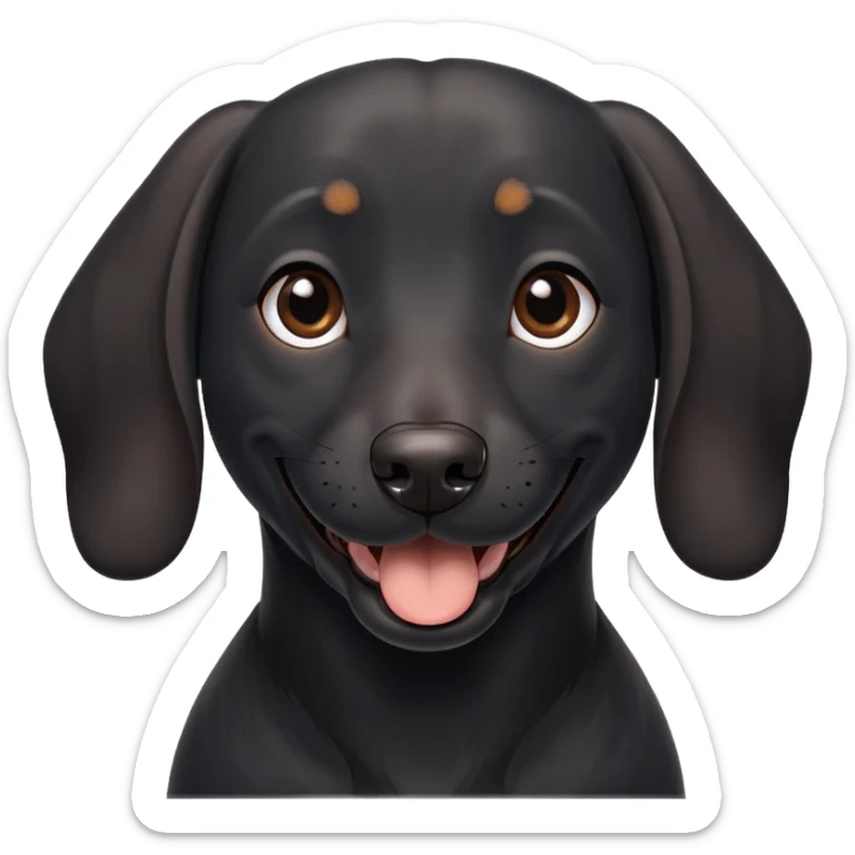 a black dog, part dachshund, part labrador. a bit gray under the chin sticker