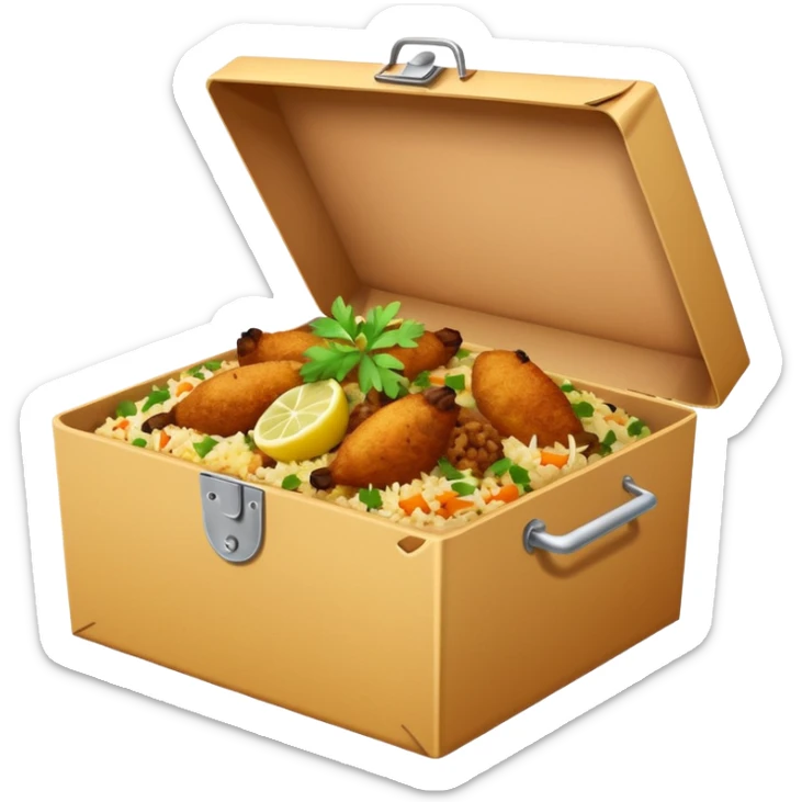 i want an emoji of biriyani in a delivery box sticker