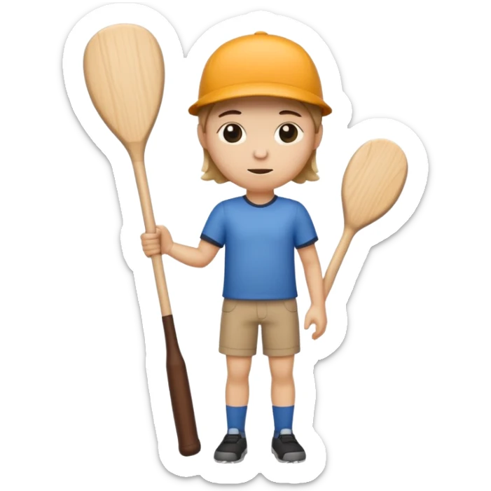 make a stick with legs and arms and a cute face with holding a wooden bat sticker